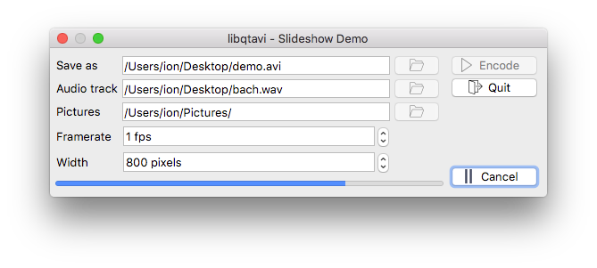 Screenshot from the slideshow demo application
